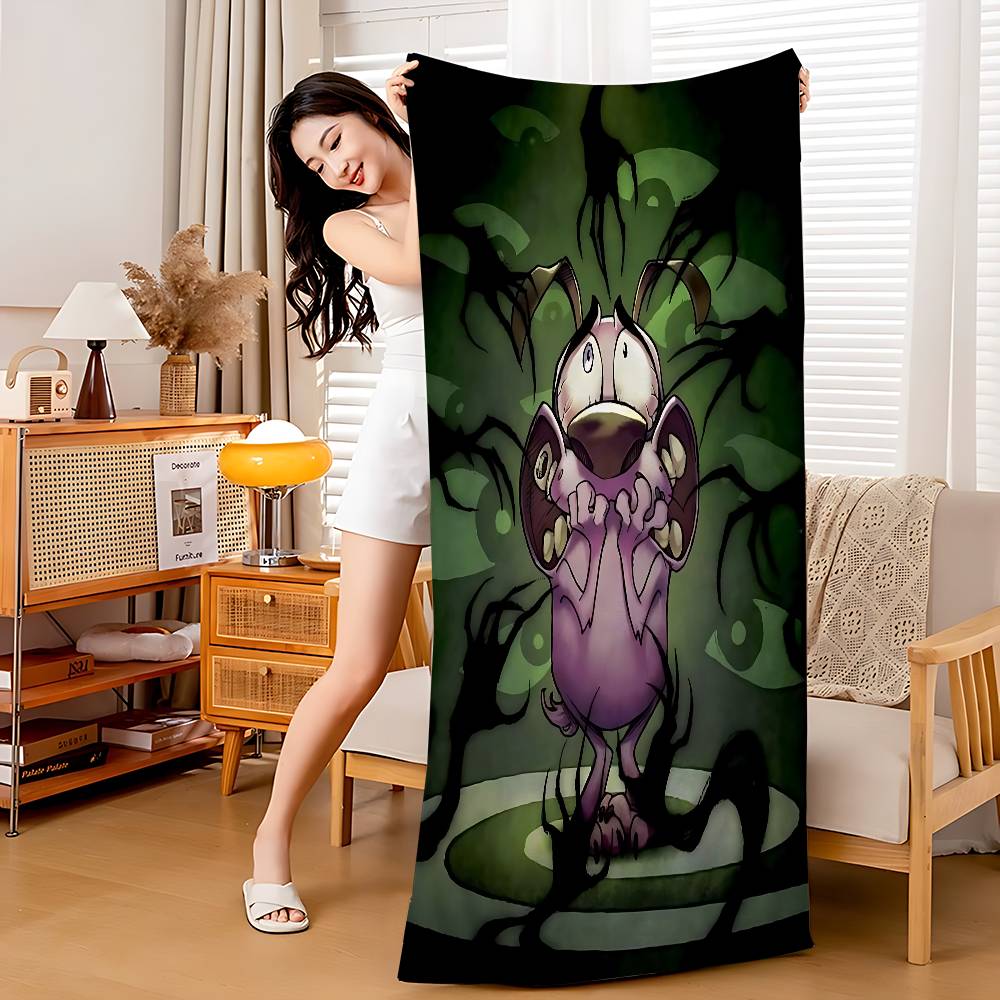 Cartoons C-Courage The Cowardly Dog Bath Towel Microfiber Soft Water Absorbing Breathable For Girl Kids Decorative Beach Towel