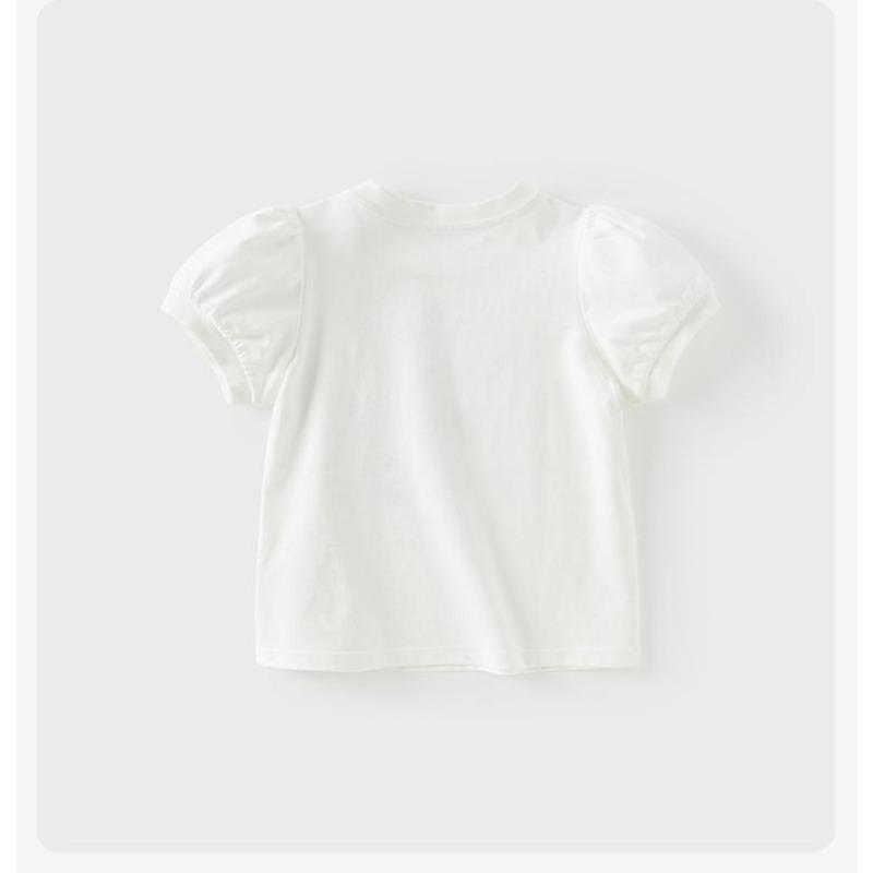 David Bella Girls' Short Sleeved T-shirt Summer Clothes Children's Top Baby Pure Cotton Base Shirt