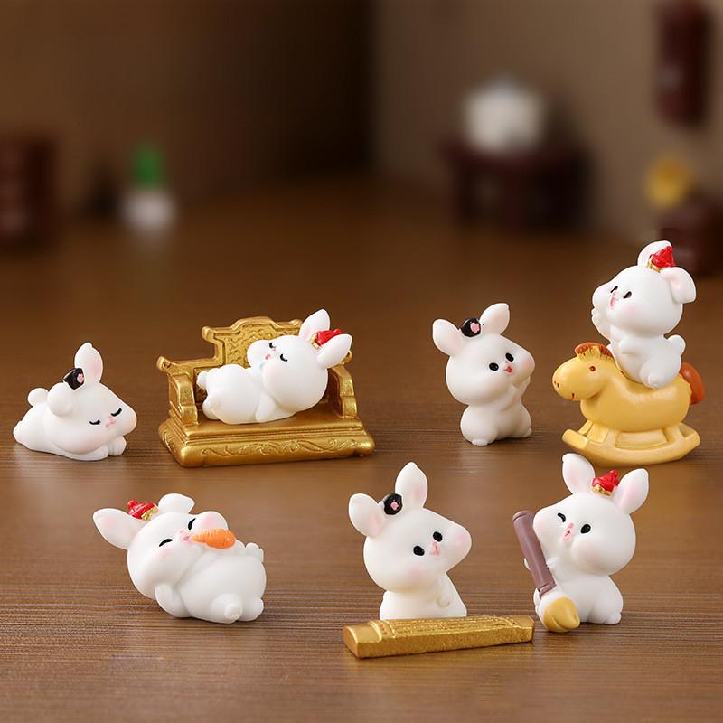 Charming Resin Bunny Figurines Playful Cartoon Animals For Miniature Garden