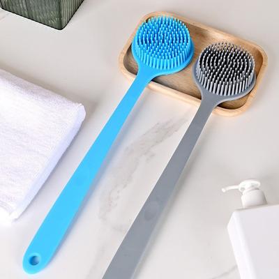 Rückenschrubber aus Silikon, Körperschrubber mit langem Griff, leichte und einfach zu haltende Duschbürste zum Reinigen und Peeling der Haut mit kostenlosem Haken