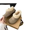 Women's Low-cut Buckskin Sheepskin Fur-lined Snow Boots with Lazy One-footed Muller Shoes Botas Altas Plataforma Mujer