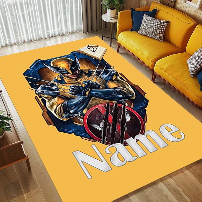 Personalized Name Wolverine Deadpool Living Room Non-Slip Area Rug Soft Carpet for Bedroom Kids Playroom Sofa Office Home Decor Doormat