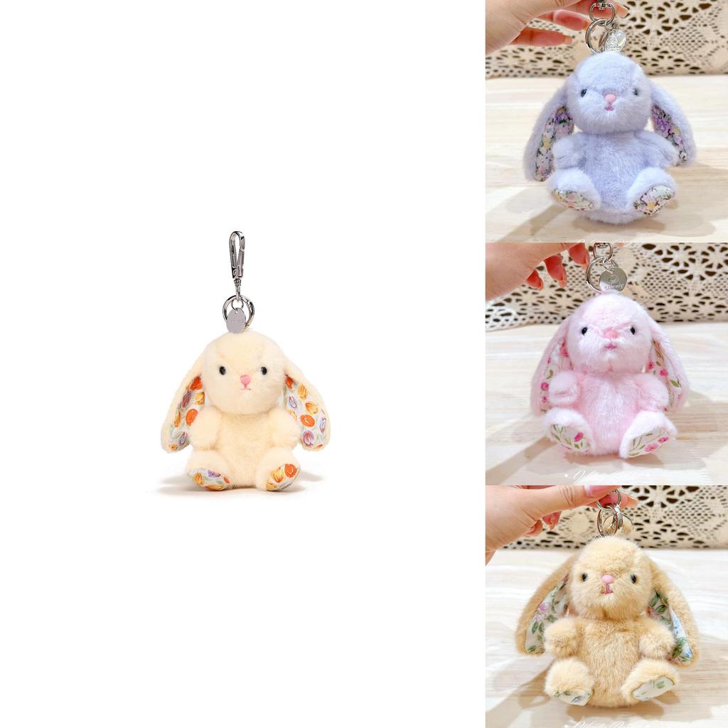 Rabbit Plush Keyring With Embroidered Flowers For Collectible Fashion Accessories