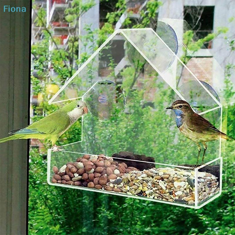 Clear Acrylic Window Bird Feeder with Suction Cups,House-Shaped Wild Bird Feeders for Outside,Garden & Window Viewing