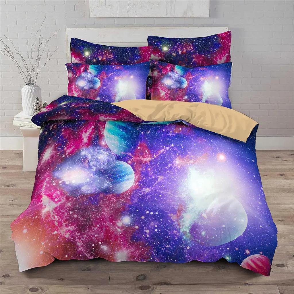 Planetary Soft Duvet Cover Set for Adult Peoples,Tens,Premium 3D Printed Mysterious Earth Planetary Beding Sets Warm Comforter Cover Ful Sized