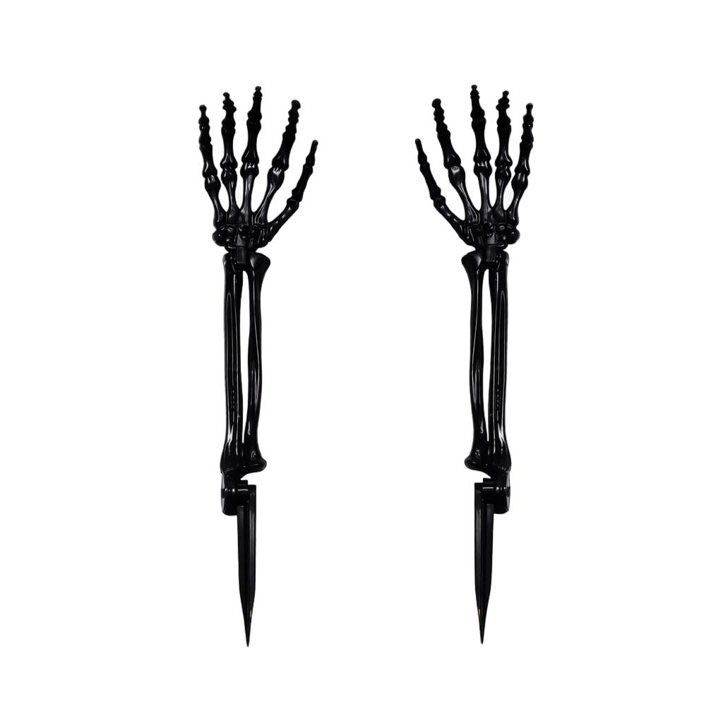 Halloween Skeletthand Gartenstecker (2 Stück) - Schwarze Skelettarm-Dekorationen für Außenbereich Friedhof Haus Garten Party