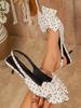 2026 Polka Dot Bow Stiletto Sandals, Pointed Closed-Toe with Back Strap