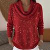 Damen Pullover mit Rollkragen, langen Ärmeln, Strick, Regular Fit, elegant, glitzernd