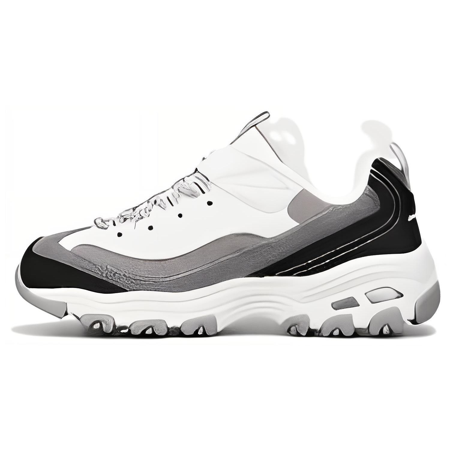 Skechers DLites Sport Comfortable Trendy Fashion Dad Color Block Hip Hop Low Top Casual Shoes Kids sneaker Black White 302524L-BKGY 35