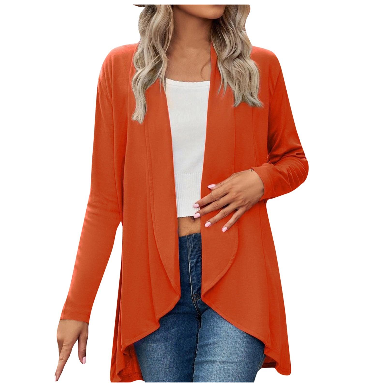 

Женский повседневный однотонный свободный кардиган с длинным рукавом, топ, женское вязаное пальто M оранжевый