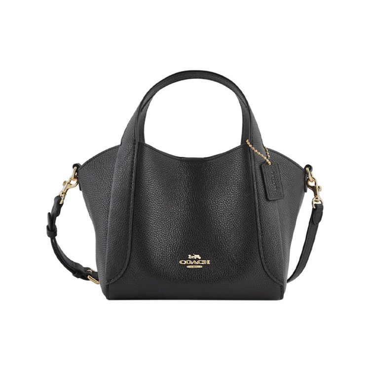 Coach Hadley Removable Shoulder Strap Polished Pebble Leather Basket Tote Bag Women Tote Black 78800-GDBLK
