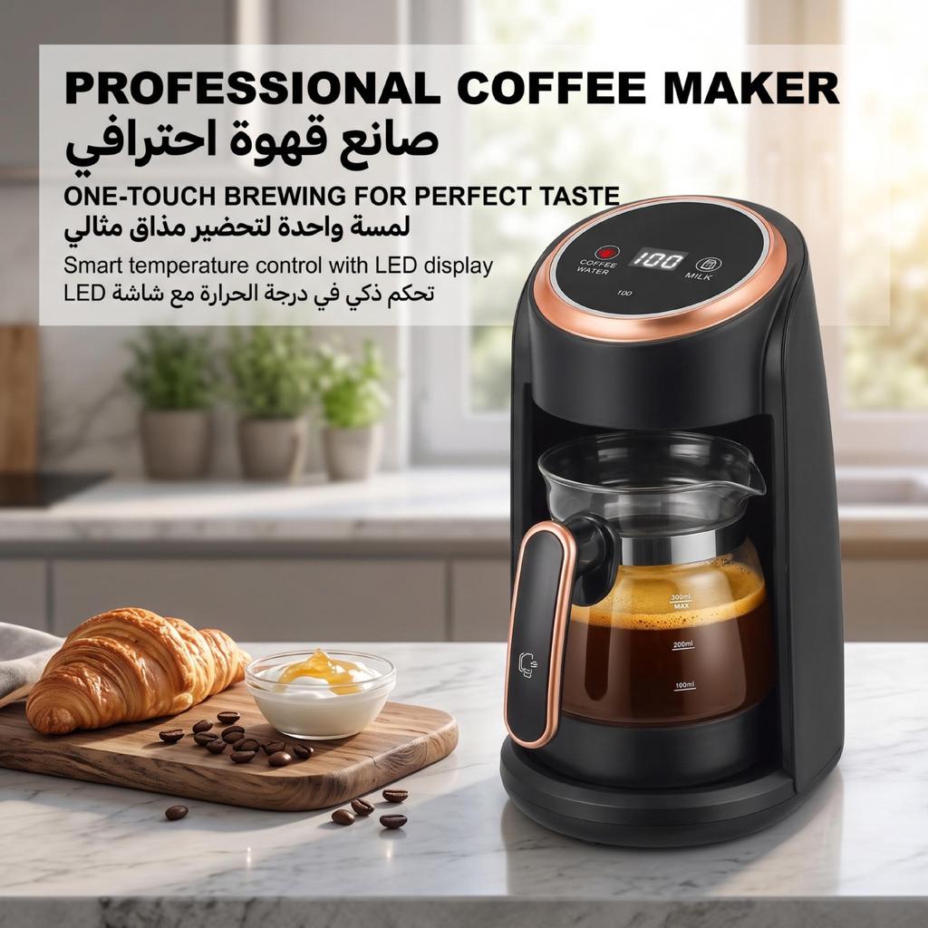 Turkish Coffee Pot & Tea Maker: High-Temp Resistant, Milk Heater, Visible Kettle, Euro-American Standard