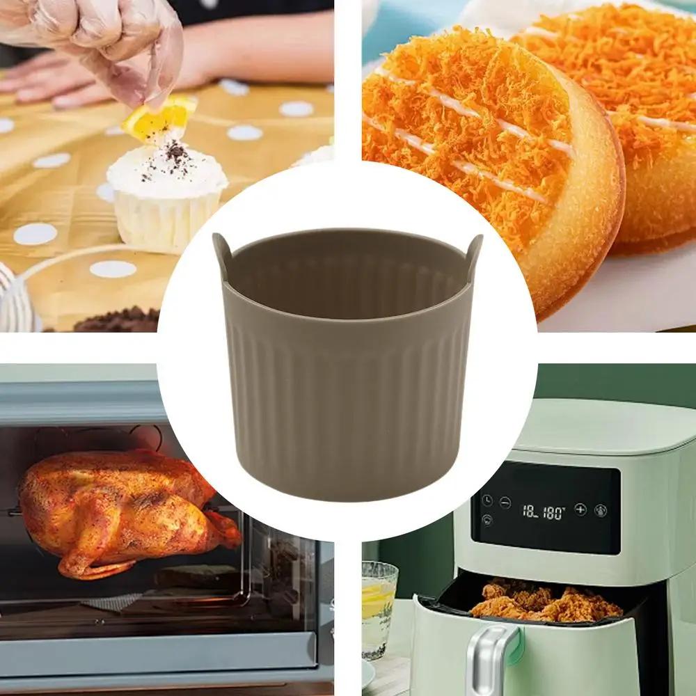 1Pc Air Fryer Silicone Basket Silicone Mold Air Fryer Egg Silicone Cupcake Baking Cups Ramekins For Air Fryer Ovens