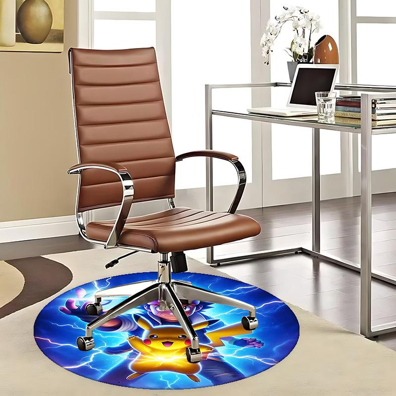 1pc Pokemon Pikachu Round Carpet - Anime Design Chair Mat for Office, Home Decor, Living Room