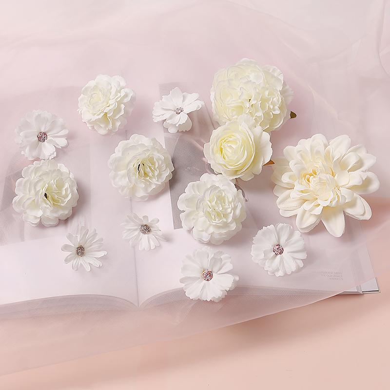 5 Stück Weiße Serie Künstliche Rosen Kombination Raum Tischdekoration Outdoor Party Hochzeitsdekoration DIY Kranzzubehör