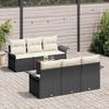 7 Piece Garden Sofa Set with Cushions Black Poly Rattan
