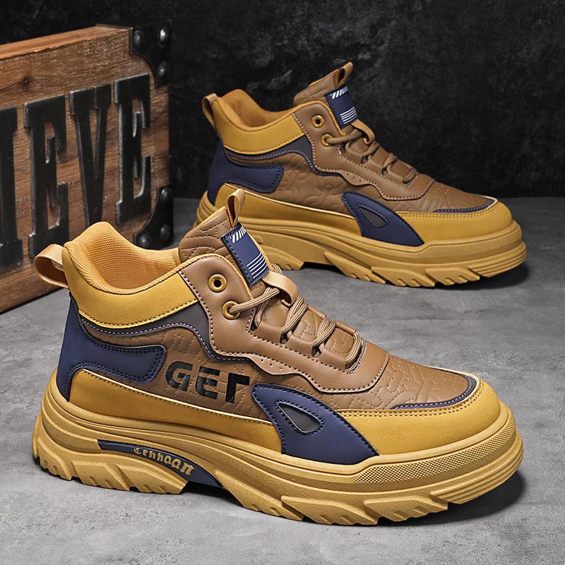 

Autumn New Men s Leather Sports Board Shoes Teen Platform Casual Shoes Versatile Student Live Daddy Men s Shoes 44