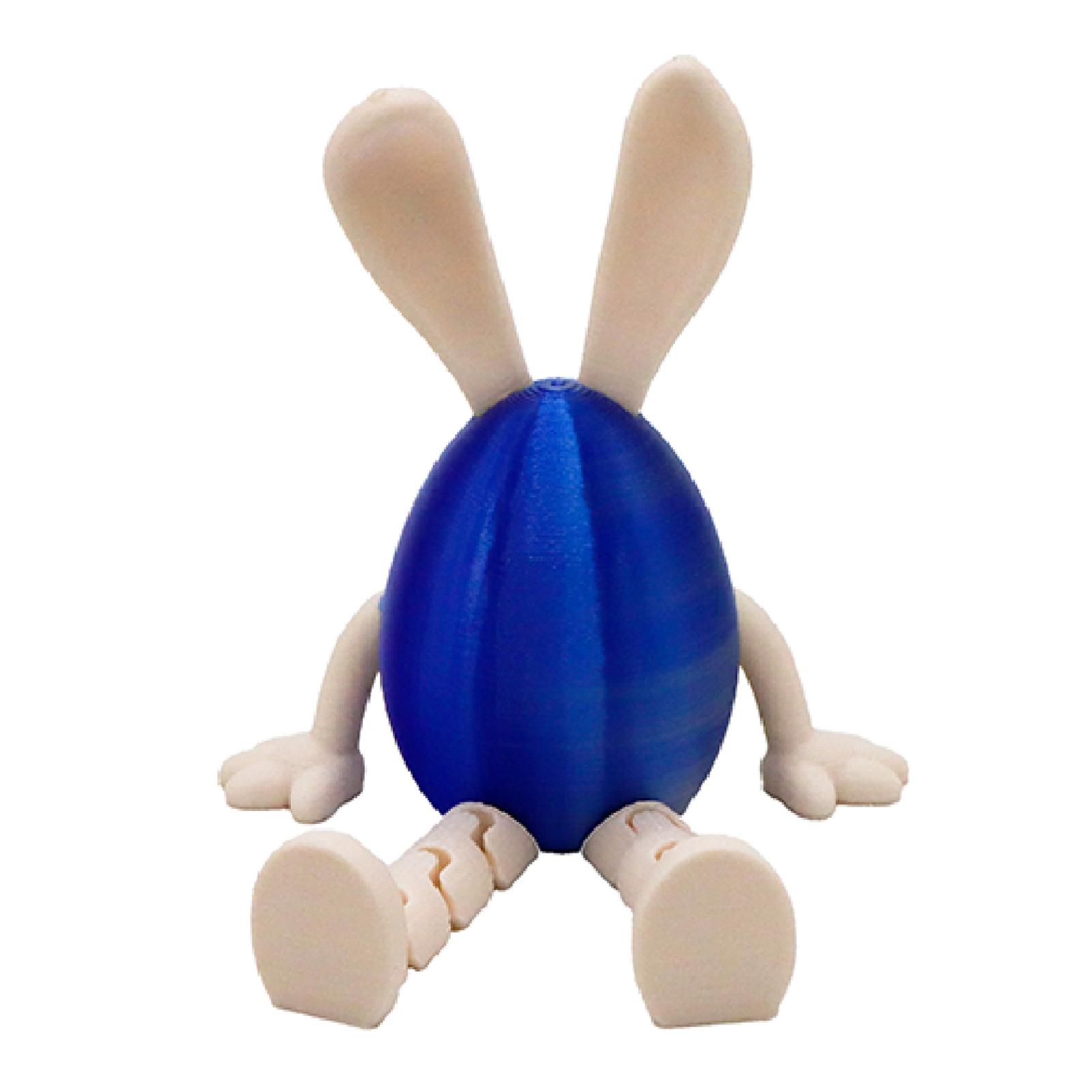 3D Printed Easter Bunny Egg Decoration Movable Creative Toy for Holiday Home Party Blue Silver Gradient синий