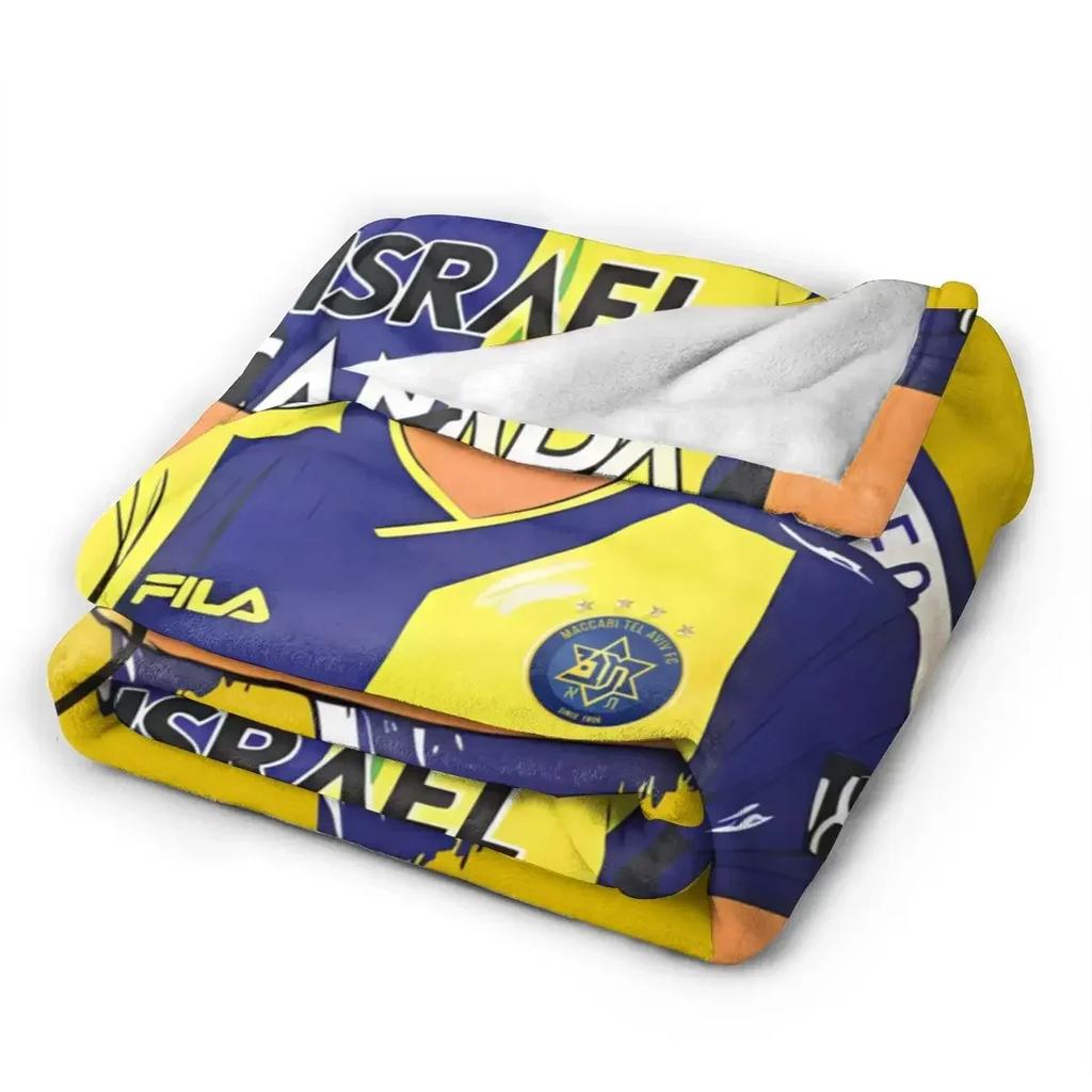 Plaid Polaire Toutes Saisons Maccabi Tel Aviv Ultra Doux en Flanelle Imprimé Numérique Premium Microfibre Polaire Moelleuse