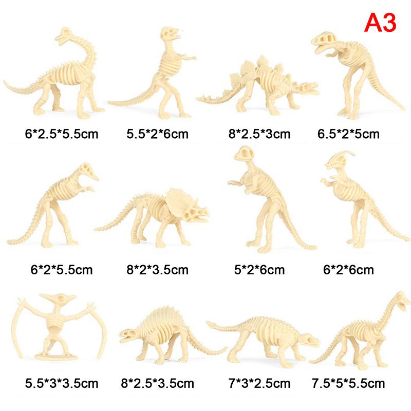 New 12Pcs Dinosaur Toys Fossil Skeleton Simulation Model Set Mini Action Figure Educational Creative Collection Toy For Children
