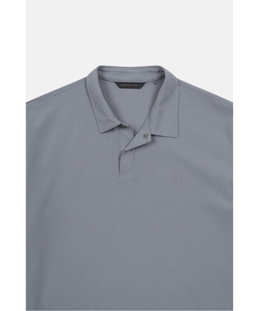 Koolongseupocheu Men'S Seersucker Polo Short Sleeve T-Shirt (Set-Up) Tltcm26561Bgy