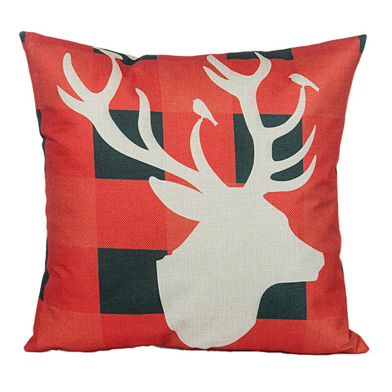 Elk Christmas Deer Cartoon Cartoon Cotton Linen Pillow Car Home Sofa Cushion Creative