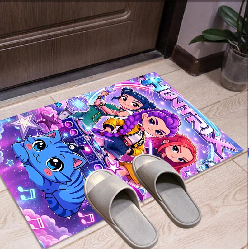 KPop Demon Hunters Pattern Rug, Indoor/Outdoor Mat, for Picnic, Gameroom, Bedroom, Office, Living Room, Home Decor Carpet, Birthday Gift