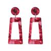 New Fashion Trapezoid Women's Dangle Earrings Leopard Print Acrylic Acetic Acid Sheet Geometric Circle Square Long Drop Earrings