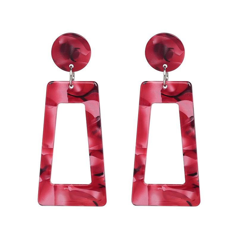 New Fashion Trapezoid Women's Dangle Earrings Leopard Print Acrylic Acetic Acid Sheet Geometric Circle Square Long Drop Earrings