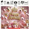2D Luxurious Pink Gold Gift Box & Crown Birthday Photo Booth Background