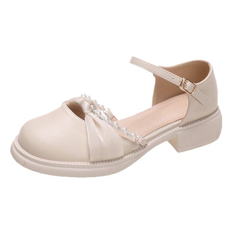 Mary Jane shoes women's small skirt leather shoes flat single shoes bag head sandals summer French style with fairy new 2025