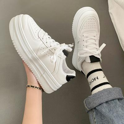 Nieuwe U leren dames witte casual dames vulkaniseren sneakers ademende sport wandelen hardlopen platform flats schoenen
