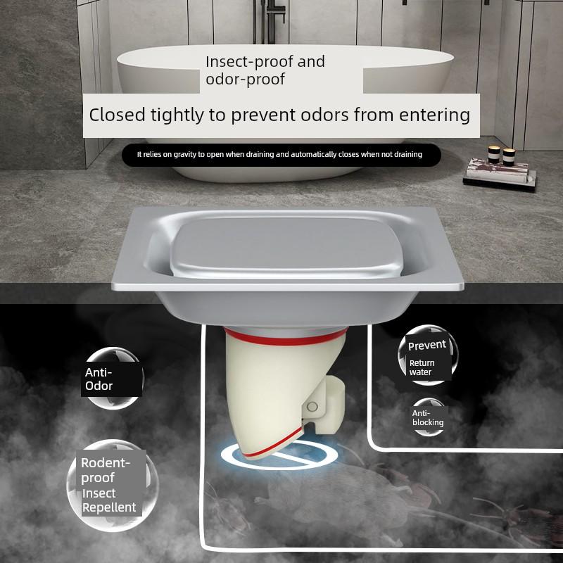 Direct Flow Floor Drain Anti-Odor Device with Deep Water Seal for Bathroom Sewer, Stainless Steel Anti-Insect and Anti-Odor Gadget
