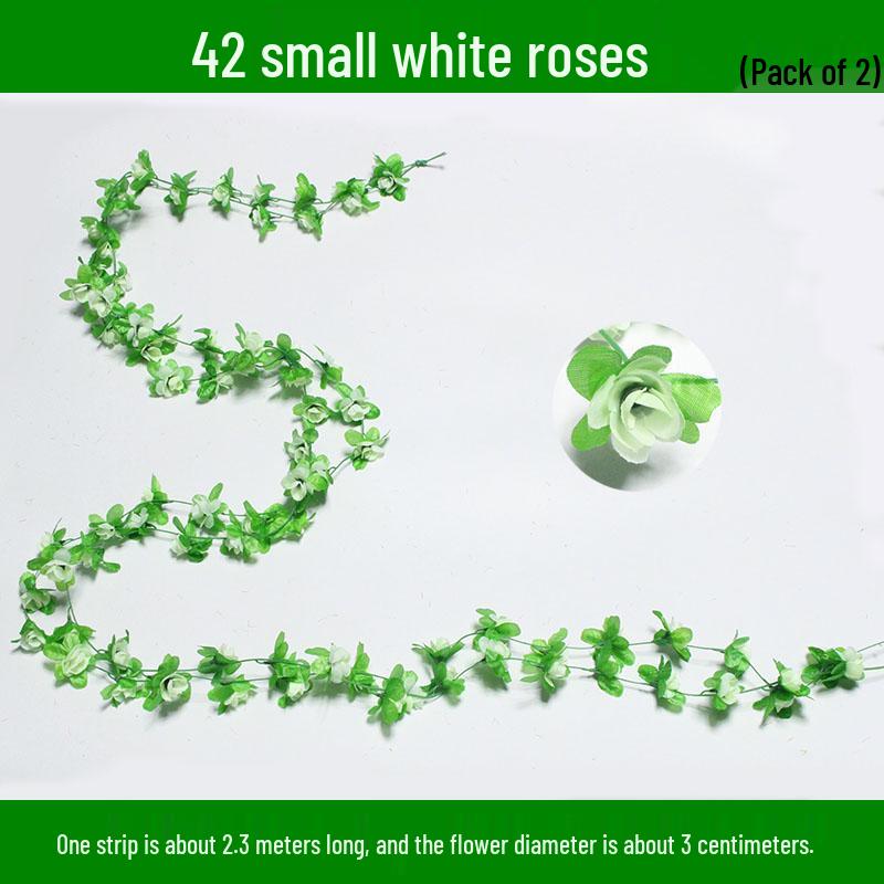 Artificial Rose & Green Leaf Vine for AC Decoration