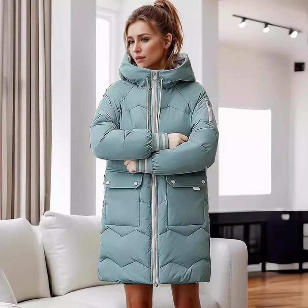 YJKDYK 2026 Winter Women's Jacket Zipper Hooded Thicken Warm Cotton Jacket Female Pure Color Casual Long Jacket Parka Tops
