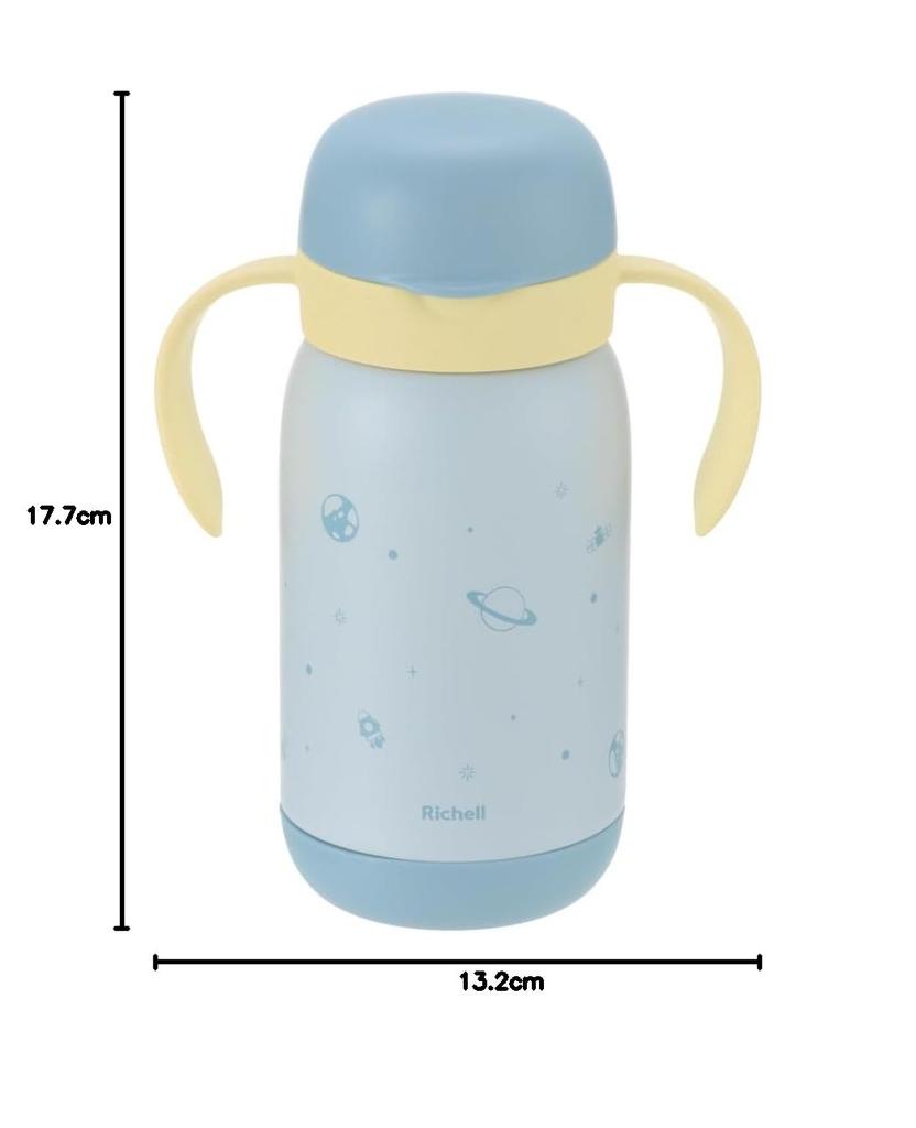 Richell Try Easy-to-Drink Insulated Cup Mug 450ml Blue (1 Piece) Suitable for Babies from Around 8 Months Old.