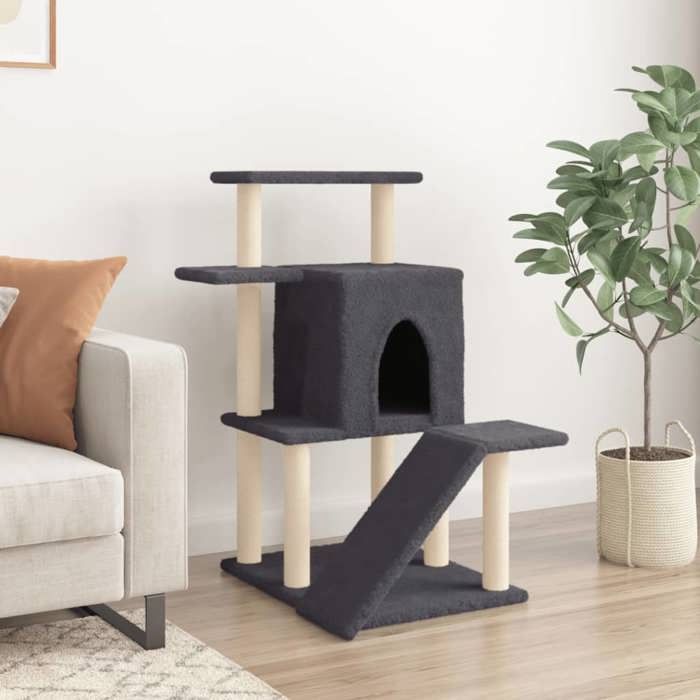 VidaXL Cat Tree with Sisal Scratching Posts Dark Grey 97 Cm 172099