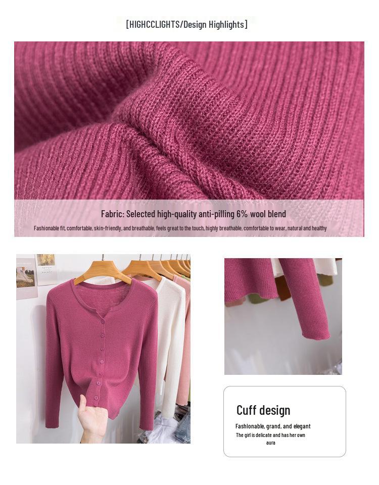 2024 Women's Lightweight Wool Knit Cardigan: Soft, Long Sleeve Sun Protection for Spring/Summer