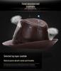 Herren Fedora Hut aus echtem Rindsleder, Herbst/Winter, Britischer Gentleman-Stil für mittlere und ältere Jahre