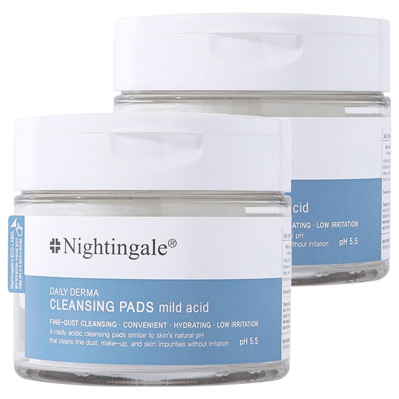 Nightingale Daily Derma Cleansing Pads Mild Acid, 70 Pads, 2 Pcs