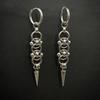 Gothic Punk Handmade Stainless Stell Spike Hoop Earrings for Women Grunge Byzantine Chainmail Chain Dangle Earrings