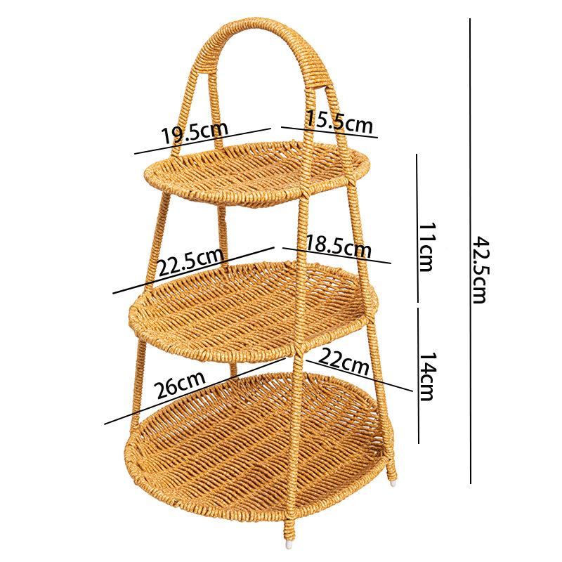 Rattan Style Multi Layer Fruit Basket Tea Snack Tray Home Storage Organizer
