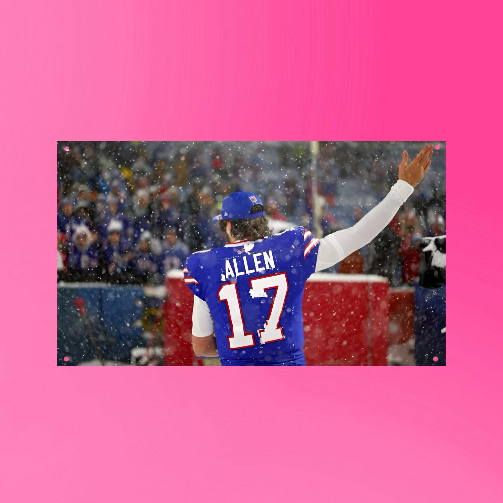 Josh Allen Flag Buffalo Football Blue 17 Tapestry Bills Mafia Wall Art Football Player Fan Decor for Bedroom Dorm 74x94cm(29x37in)