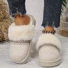 Damen Überweite Ethno-Slipper, Plateau-Winterstiefeletten, Outdoor Pelz-Pantoletten Großhandel
