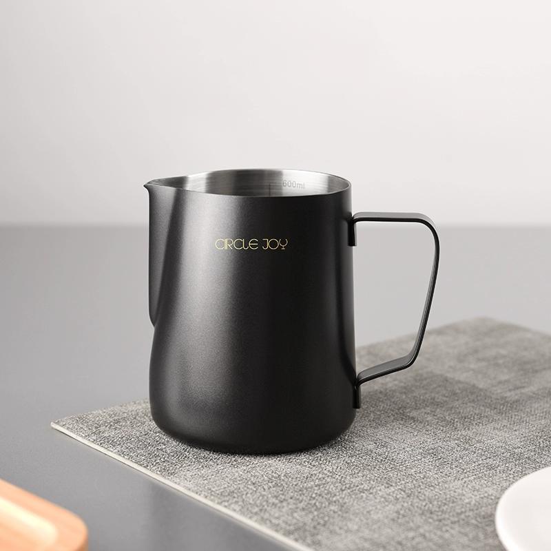 Circle Joy Latte Art Cup Stainless Steel Pointed Spout Milk Froth Cup with Scale Coffee Latte Art Cup