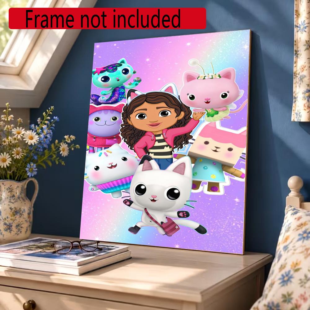 Cartoon Cute Gabbys Style 5D Diamond Painting Round Diamond Rhinestones Mosaic Diamond Embroidery Wall Paintings Rhinestones Gift Frameless