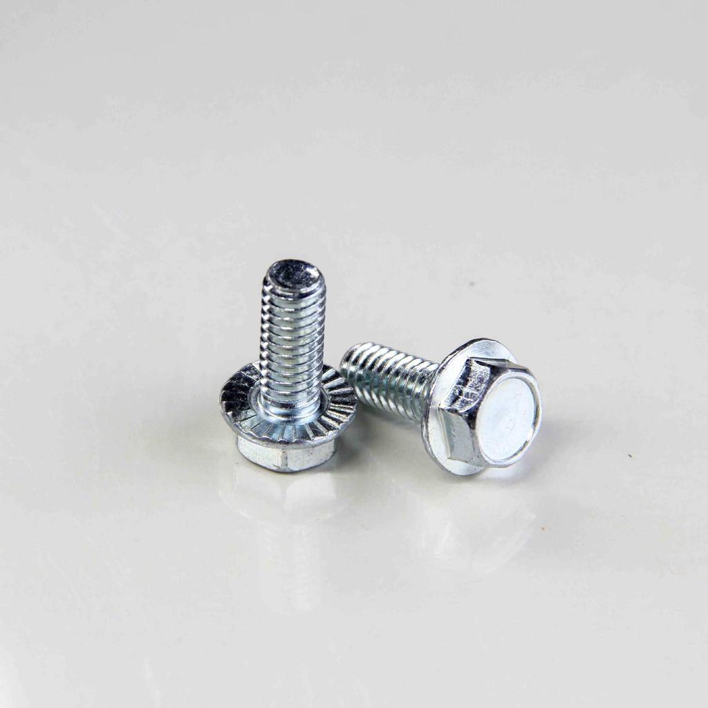 US Class 2 External Hex Flange Bolt with Tooth Washer, Blue-White Zinc-Plated Carbon Steel, Anti-Loosening.