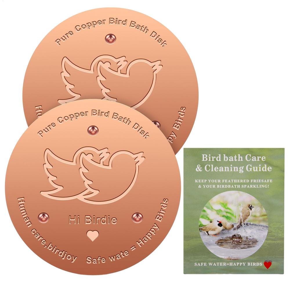 2pcs Copper Bird Bath Cleaning Disk, 0.6mm Pure Copper with Triple-Point Support, Universal Fit for Outdoor Birdbaths