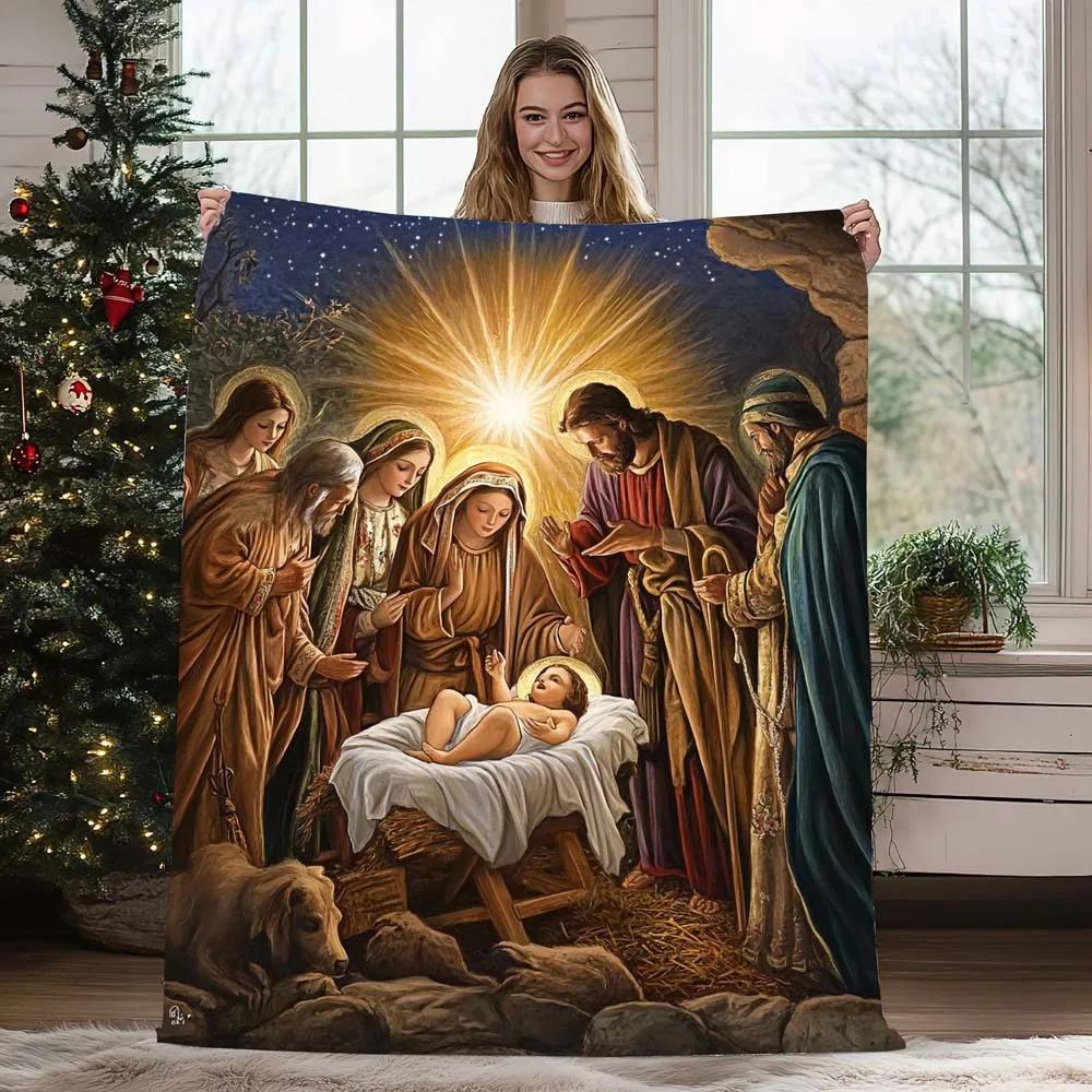 Christmas vintage snowman digital-printed polyester Bedroom velvet flannel cover blanket Fleece sofa cover blankets for beds
