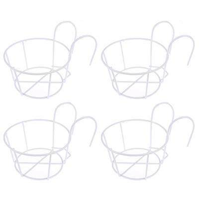 4pcs Round Flower Stand With Double Hook for Hanging Flower Pots Decorative Iron Flower Pot Rack for Garden and Home